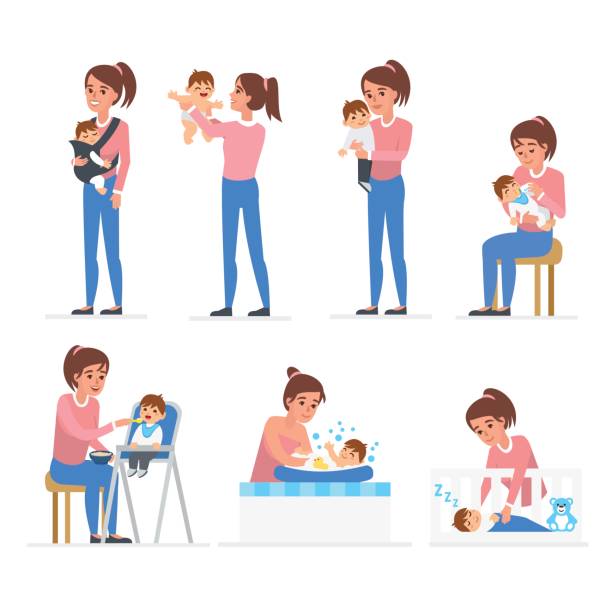 мать и ребенок - holding baby illustrations stock illustrations