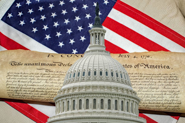 istock Declaration of independence 4th july 1776 on Washington DC capitol 656744010