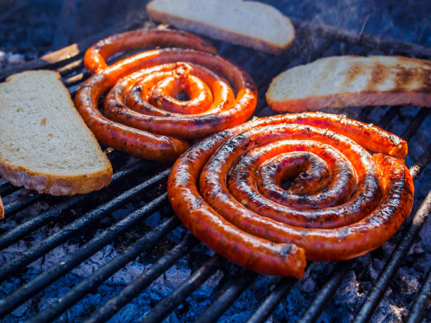 istock Close-up of bread and chistorra at a barbecue 656744332
