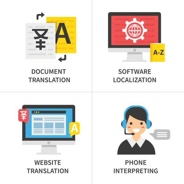stockillustraties, clipart, cartoons en iconen met vertaaldienst - help engels woord