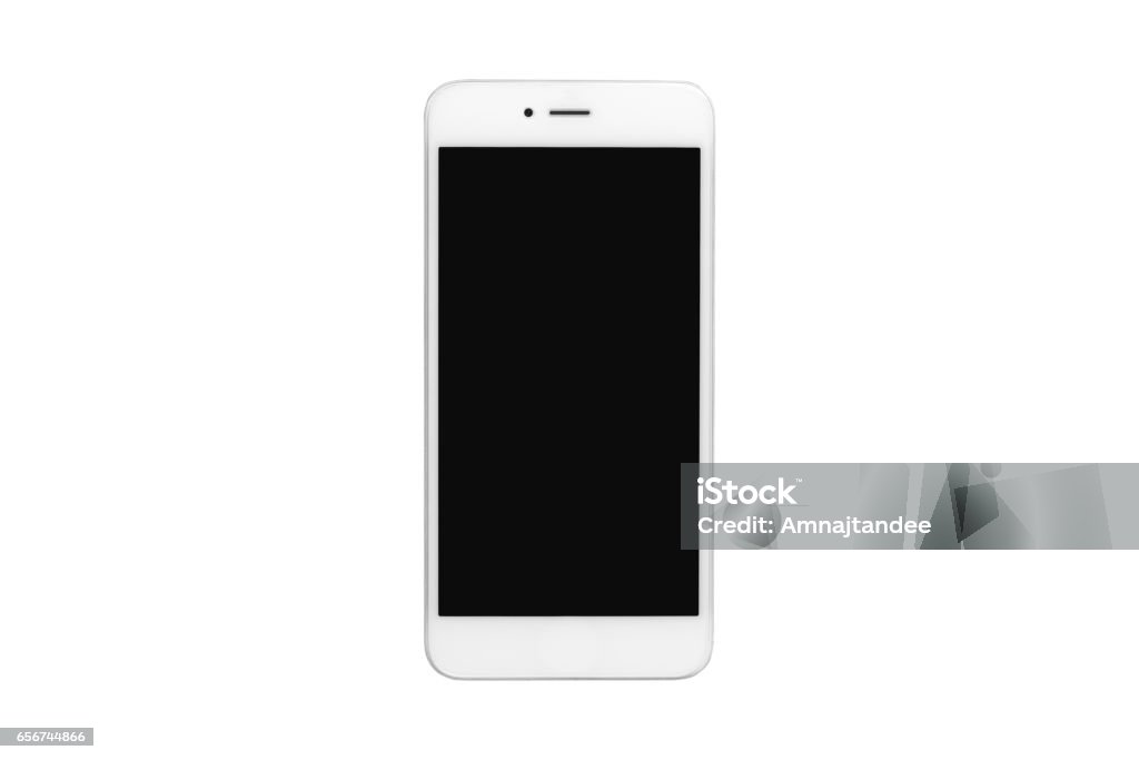 White smartphone with blank screen on isolated white background Smart Phone Stock Photo