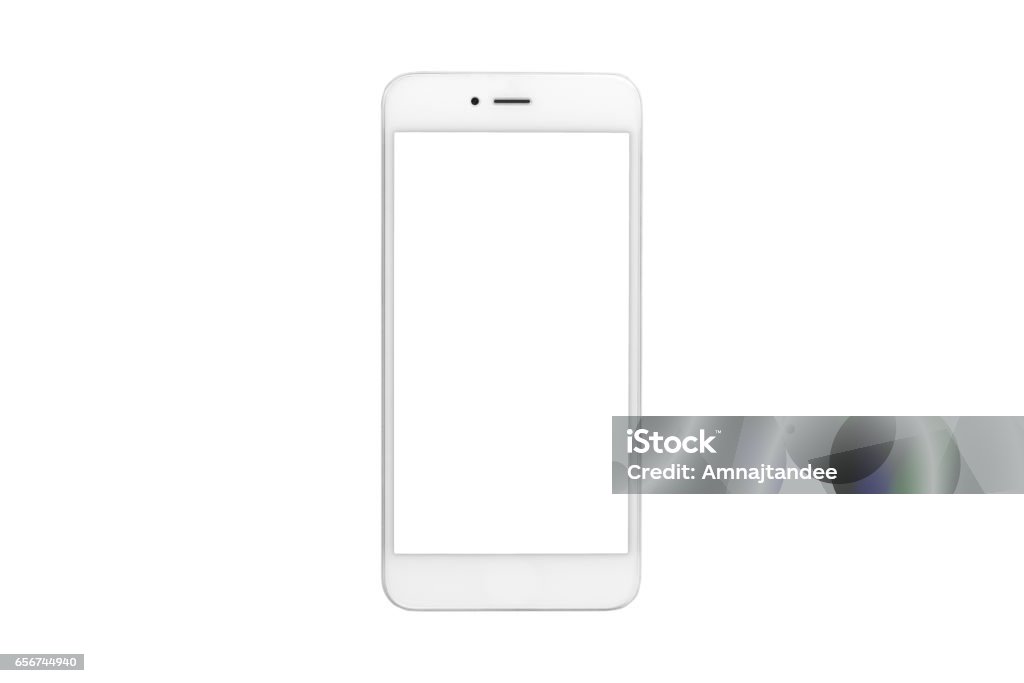 Weißen Smartphone mit leeren Bildschirm auf weißen Hintergrund isoliert - Lizenzfrei Weiß Stock-Foto