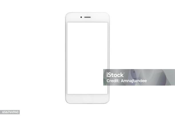 Weißen Smartphone Mit Leeren Bildschirm Auf Weißen Hintergrund Isoliert Stockfoto und mehr Bilder von Weiß