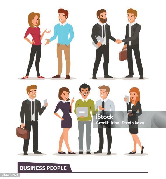 Business People Stock Illustration - Download Image Now - Discussion, Talking, People