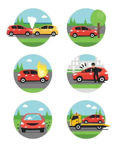 Vector illustration of Car Crashes