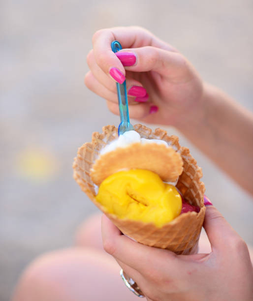 istock Woman hands holding fruity ice cream in hands 656750766