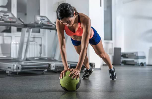 istock Sport. Muscular woman on a plank position. 656750880
