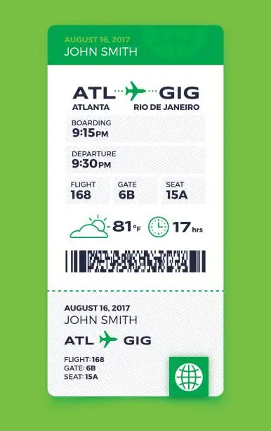 Vector illustration of Air Travel Vertical Boarding Pass