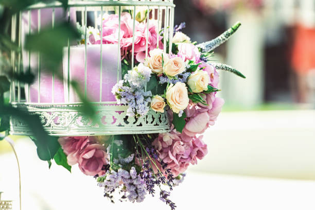 istock beautiful vintage wedding ceremony outdoors. Summertime. 656759738