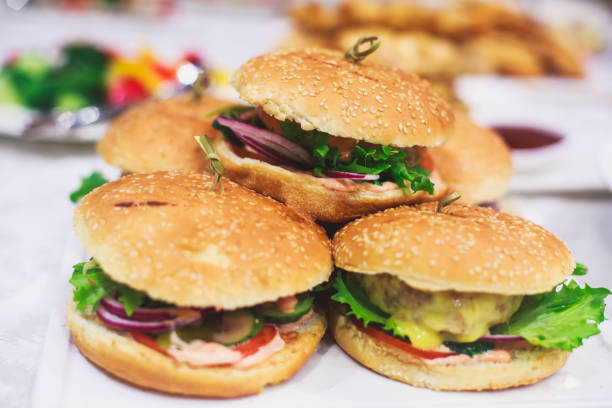 istock Beautifully decorated catering banquet table with different food snacks 656765458