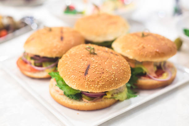 istock Beautifully decorated catering banquet table with different food snacks 656765476