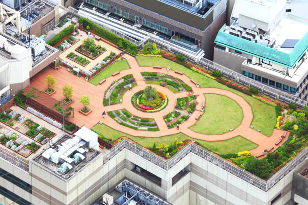 Tokyo high-rise building rooftop garden