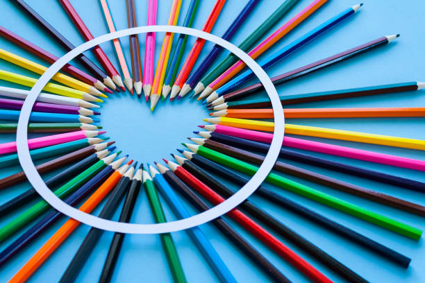 istock Crayon heart - Heart shape made of colored pencils 656766188