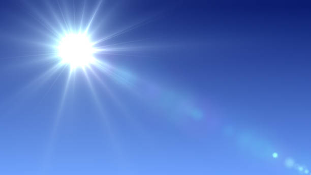istock Sun lens flare in blue background (very high resolution) 656783262