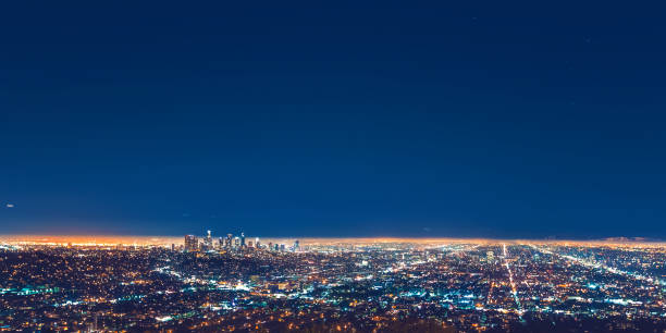 istock Los Angeles panoramic cityscape at night 656783626
