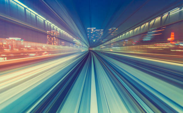 istock High speed technology concept via a Tokyo monorail 656784218