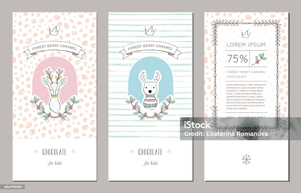 Seamless Packaging_04 Trendy hand drawn packaging design with seamless patterns. Vector illustrations with reindeers and floral wreaths. Good for children's cloths, package, wallpaper, web page background, surface textures, books covers, greeting cards and invitations. Baby - Human Age stock vector