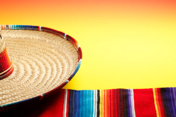 istock Sombrero And A Mexican Blanket On Bright Yellow Background 656792992