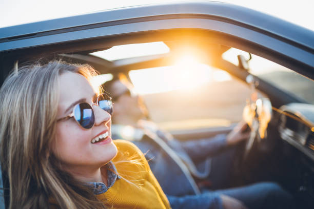 istock Couple on a road trip enjoying sunset 656793766