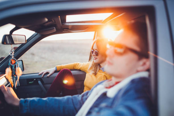 istock Couple in car on the journey 656795052