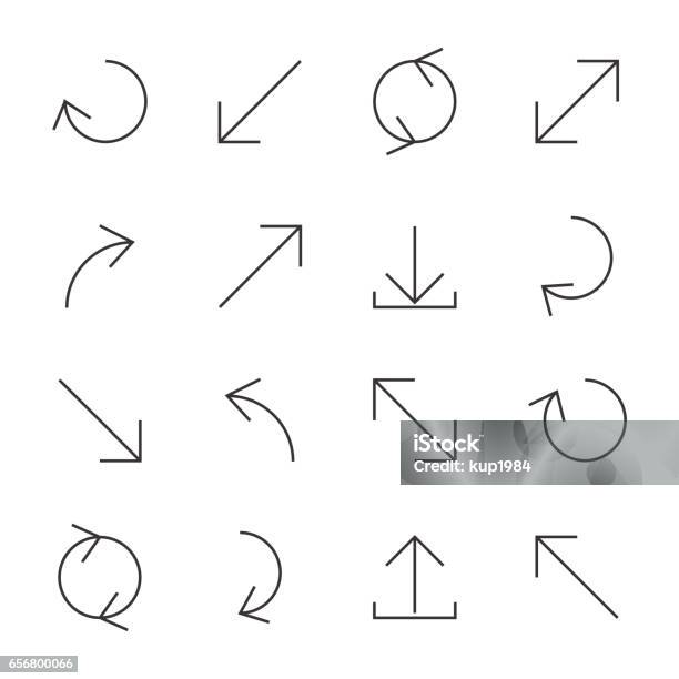 Set Of Linear Arrow Vector Illustration Stock Illustration - Download Image Now - Animal Back, Arrow Symbol, Back