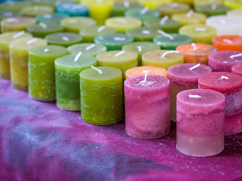 Aromatherapy Candles colorfull in a market.