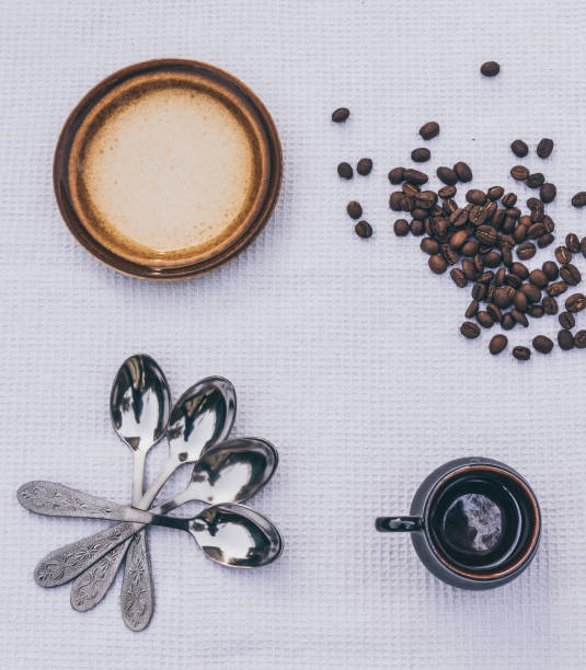 istock Coffee cup, spoons and coffee beans. Coffee tradition 656814480