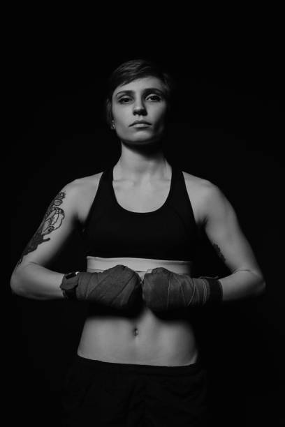istock Boxing woman with boxing wraps on hands 656822266