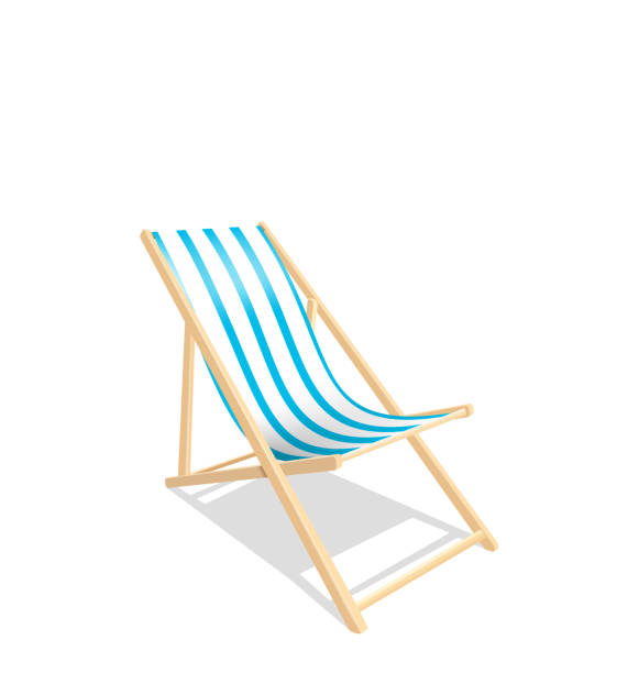 illustrazioni stock, clip art, cartoni animati e icone di tendenza di chaise longue spiaggia di legno isolata su sfondo bianco - chair beach chaise longue isolated