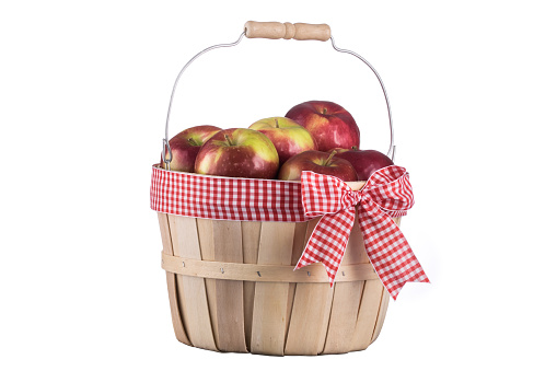 Imperfect appels basket isolated on white background