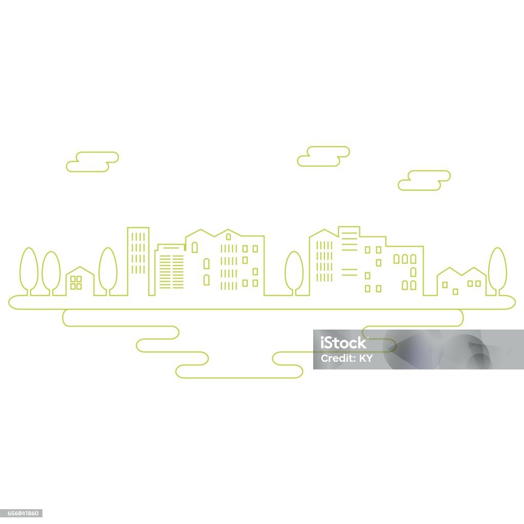 Illustration vectorielle du paysage urbain - clipart vectoriel de Ville moyenne libre de droits