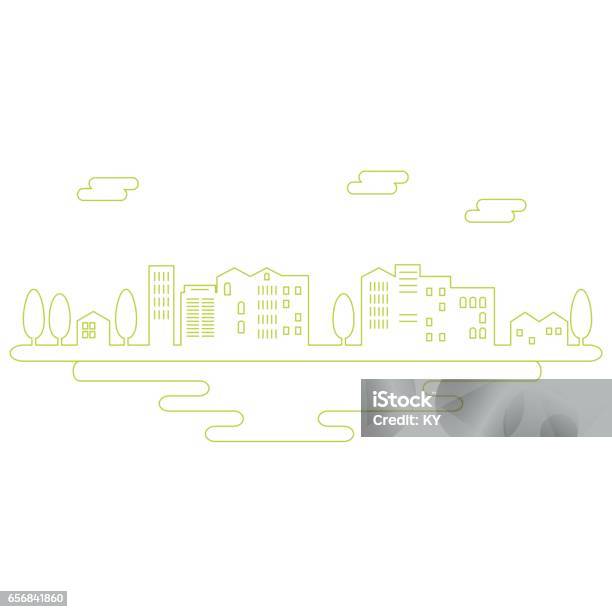 Illustrazione Vettoriale Del Paesaggio Urbano - Immagini vettoriali stock e altre immagini di Cittadina - Cittadina, Città, Sagoma - Controluce