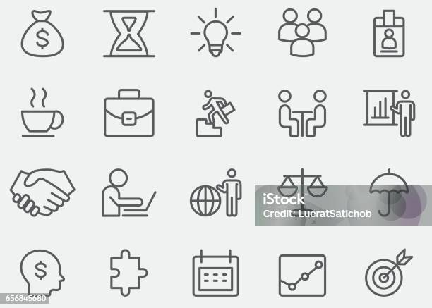 Strategy And Business Line Icons Eps 10 Stock Illustration - Download Image Now - Icon Symbol, Recruitment, Taking A Break