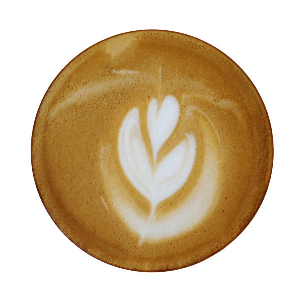 istock Top view of hot coffee latte cappuccino isolated on white background. 656855498