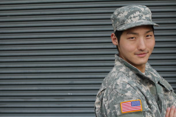 istock Army Asian male isolated with copy space 656858166