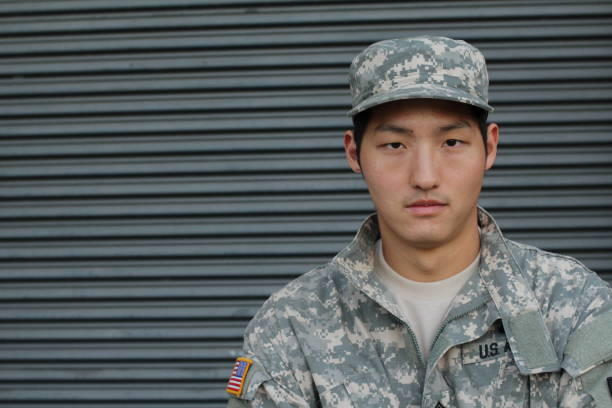 istock Military young Asian man. Studio portrait 656861040