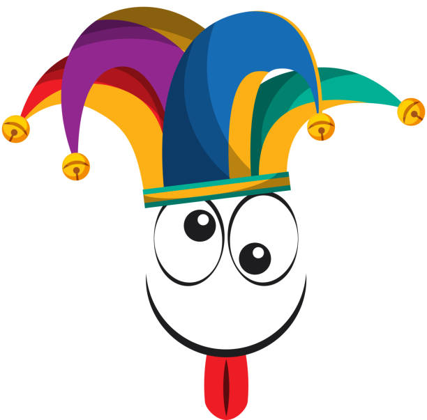 szalona twarz z kapeluszem arlequin izolowana ikona - jester clown harlequin bizarre stock illustrations