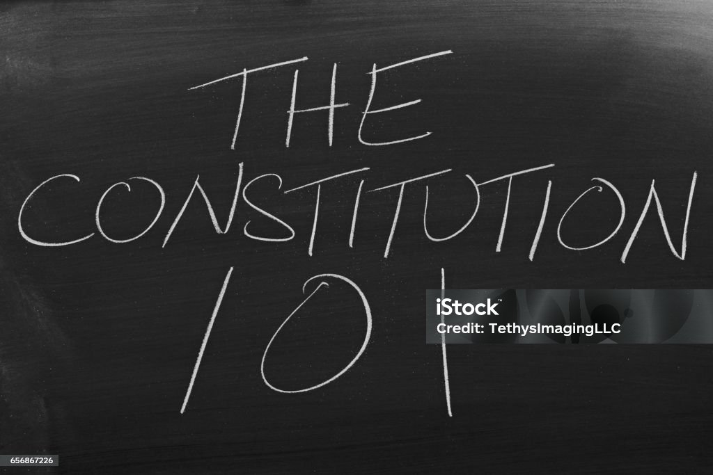 The Constitution 101 On A Blackboard The words "The Constitution 101" on a blackboard in chalk Chalk - Art Equipment Stock Photo