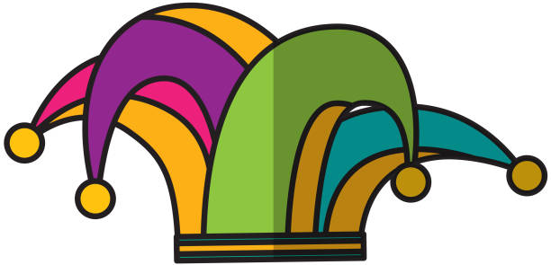ikona izolowanej czapki harlequin - jester clown harlequin bizarre stock illustrations