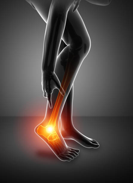 Male foot with ankle pain stock photo