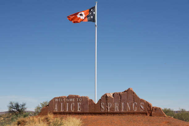 Welcome to Alice Springs Welcome to Alice Springs roadside sign on the outskirts of Alice Springs in the Northern Territory of Australia alice springs photos stock pictures, royalty-free photos & images