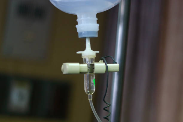 istock Infusion bottle with IV solution in hospital 656884984