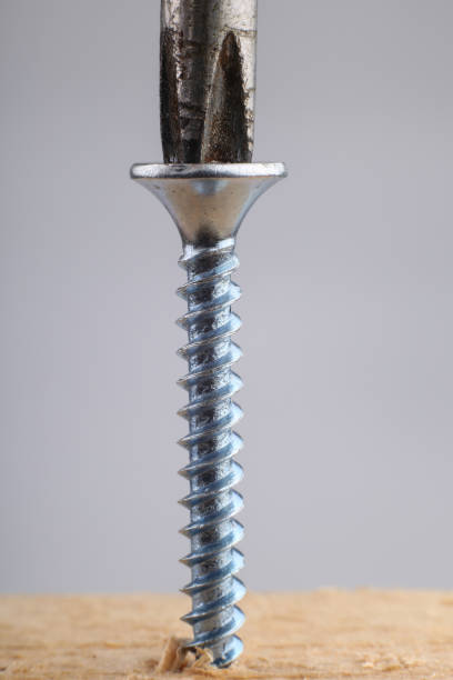 istock Screw Screwed into Wooden Plank 656889320