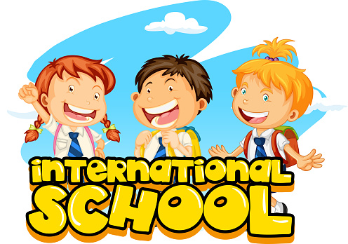 Poster Design For International School With Three Students Stock  Illustration - Download Image Now - iStock