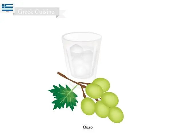 Vector illustration of Ouzo or Greek Aperitif, A Traditional Dink in Greece