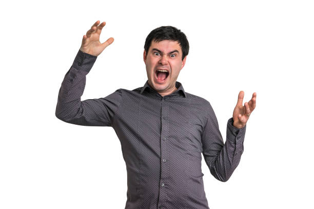 istock Angry and screaming man isolated on white 656909354