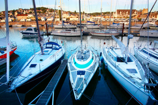 istock Boats in Deauville on a beautiful sunset 656926152