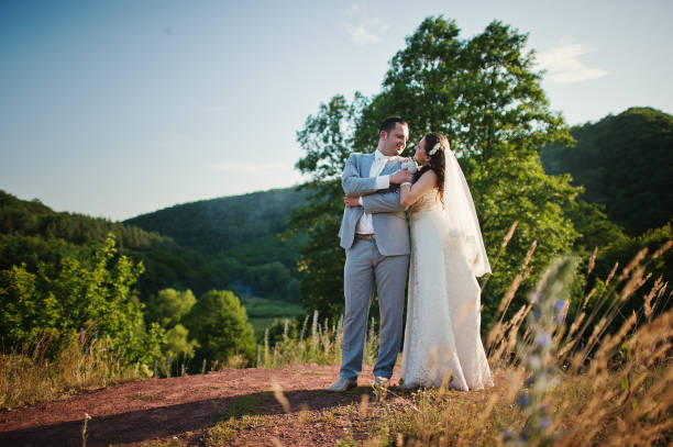 istock Just married wedding couple on sunset 656936994
