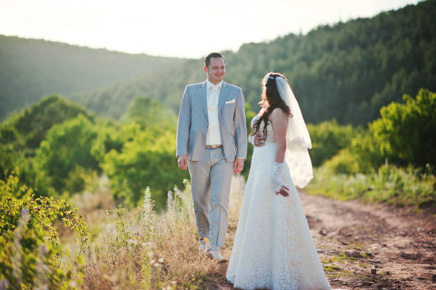istock Just married wedding couple on sunset 656937114