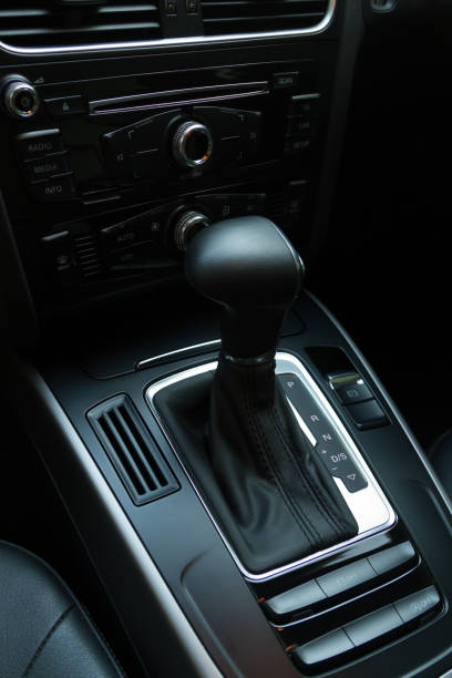 istock Close up of automatic car gear box in park mode 656942692